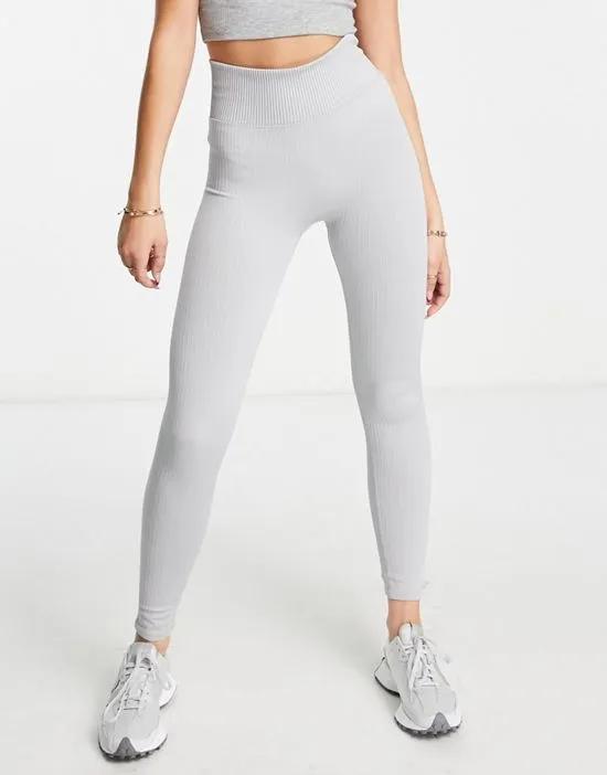 high waisted active leggings in slate gray