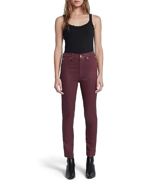 High-Waisted Ankle Skinny Faux Pocket in Ruby Rust
