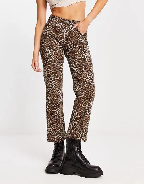 high waisted jeans in animal print
