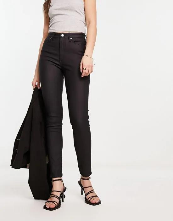 high waisted skinny jeans in black