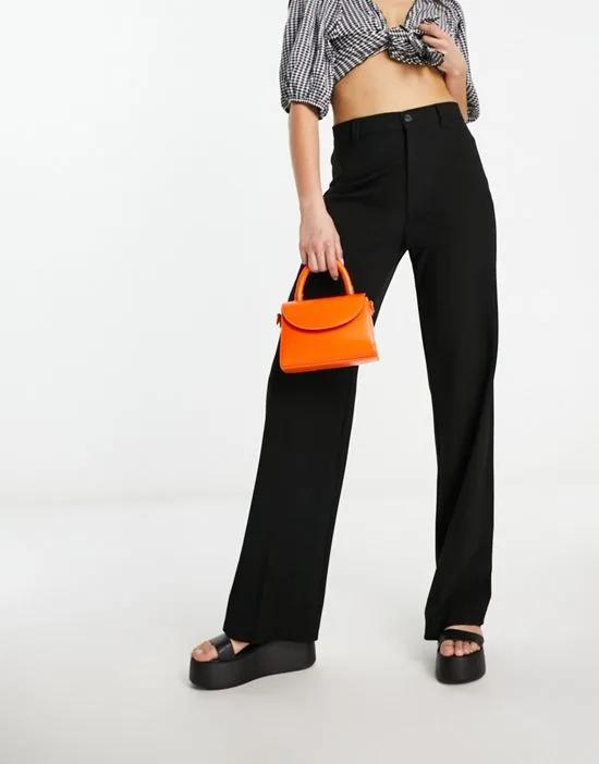 high waisted tailored pants in black