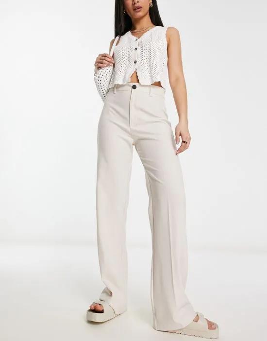 high waisted tailored pants in ecru