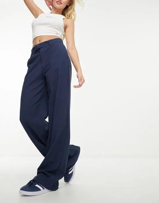 high waisted tailored pants in navy