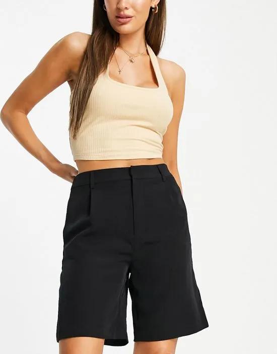 high waisted tailored shorts in black