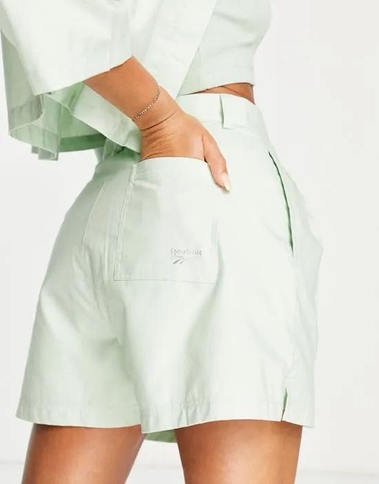 high waisted tailored shorts in mint green - exclusive to ASOS