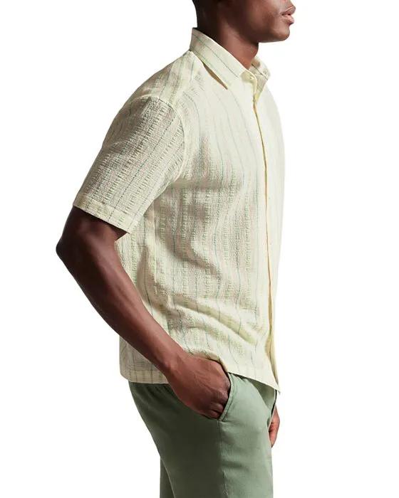 HILLMA Cotton Blend Seersucker Regular Fit Button Down Shirt 