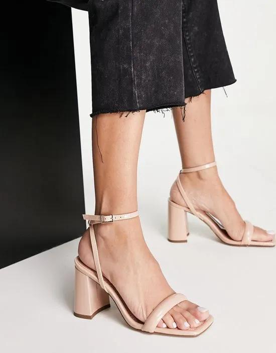 Hilton barely there block heeled sandals in beige
