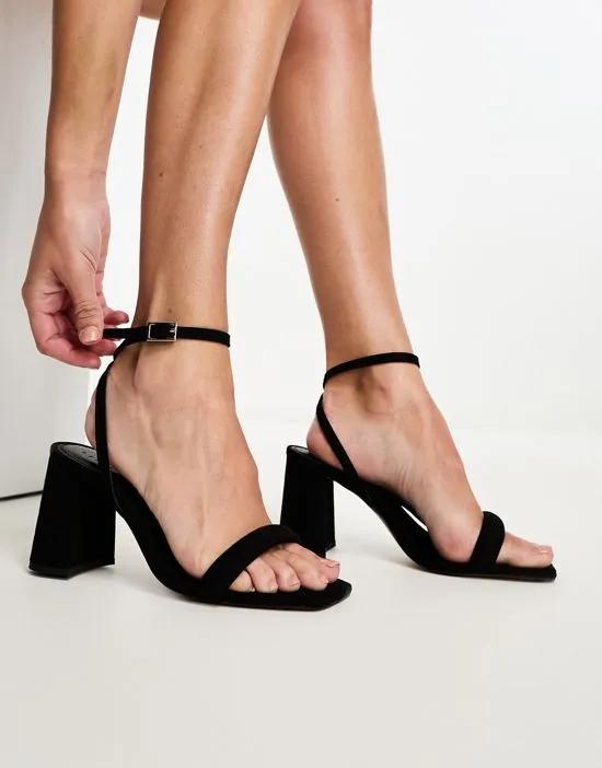 Hilton barely there block heeled sandals in black