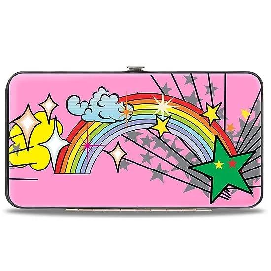Hinge Wallet - Rainbow Cloud Stars Pink