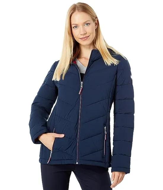 Hooded Chevron Quilt Packable Jacket