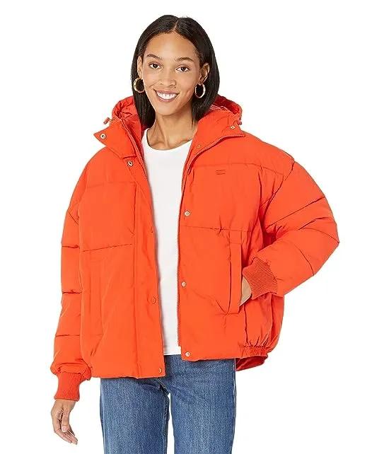 Hooded Puffer Jacket with Cinch Waist