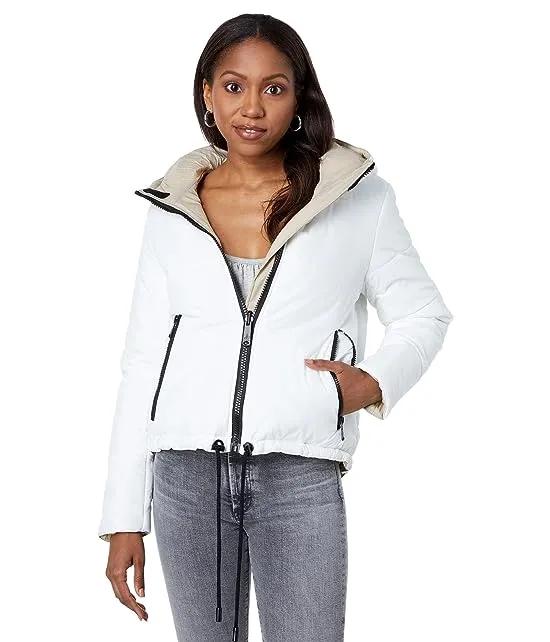 Hooded Short Puffer with Drawcord Detail
