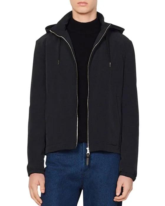 Hooded Zip-Front Tech Jacket