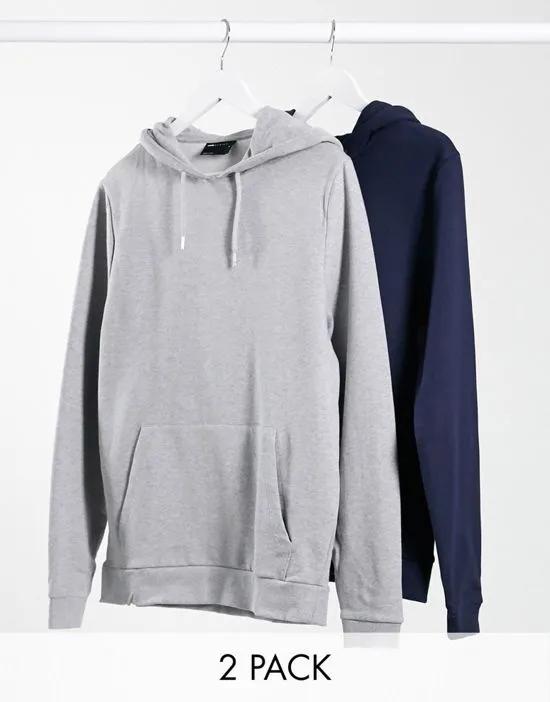 hoodie 2 pack in navy / heather gray - MULTI