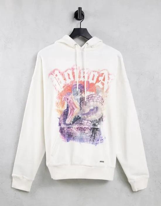hoodie in off white with poison print