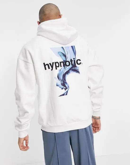 hoodie with hypnotic print in white