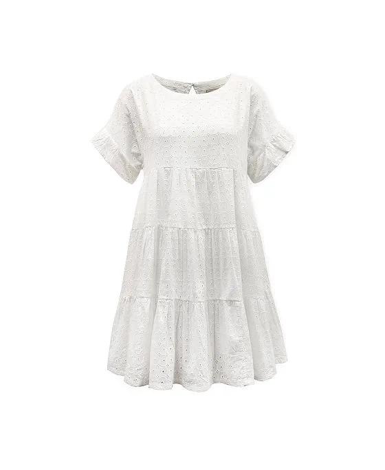 Hope & Henry Womens' Tiered Eyelet Dress