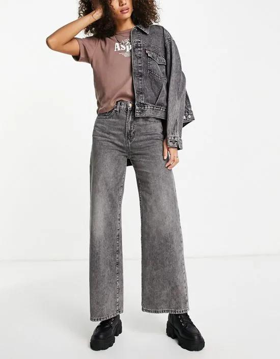 Hope high waisted wide leg jeans in washed gray