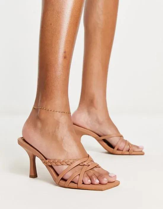 Hottie mid heeled mules in camel
