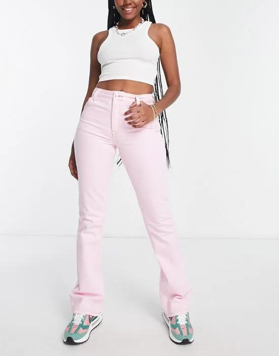 Hourglass flare jean in cosmo pink