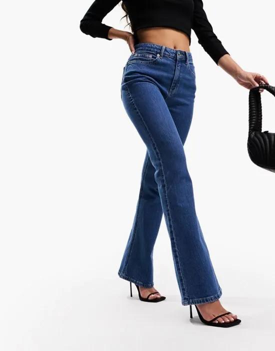 Hourglass flared jeans in mid blue