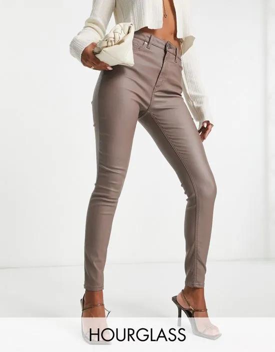 Hourglass ultimate skinny jeans in coated taupe