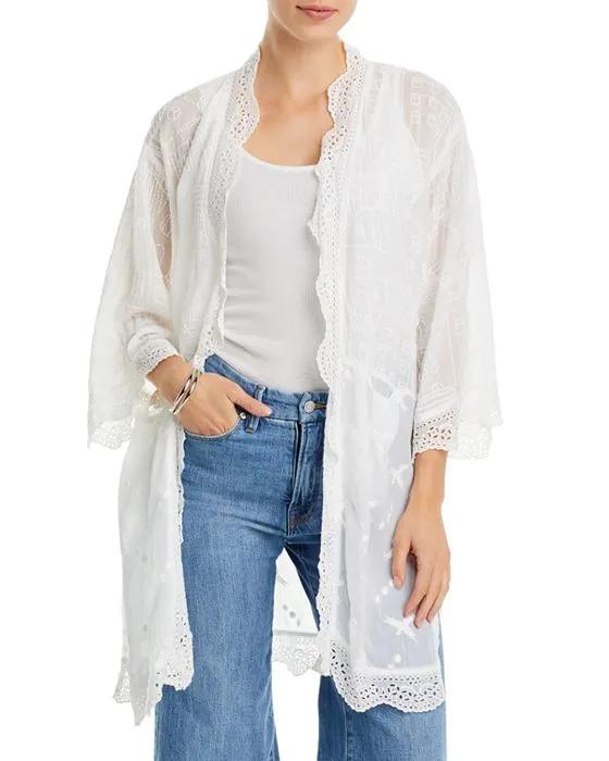 House Ecaterina Lace Trim Embroidered Duster