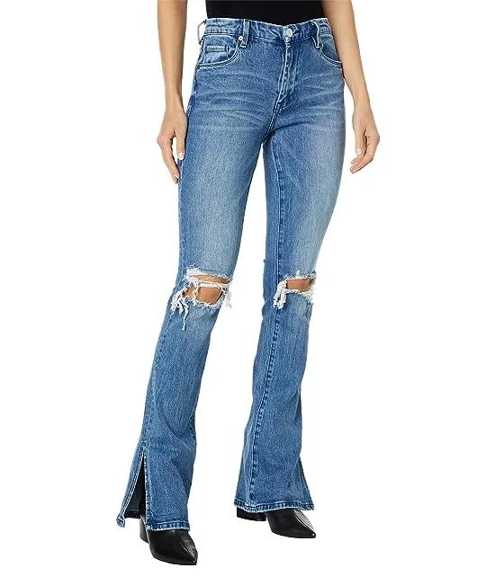 Hoyt Mini Bootcut Five-Pocket Jeans with Outseam Slit in Home Sweet