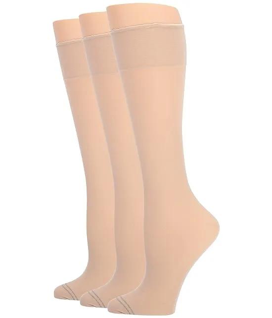 HUE Graduated Compression Sheer Knee High 3-Pair Pack
