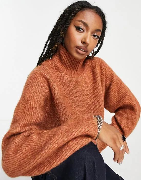 Ice high neck sweater in rust