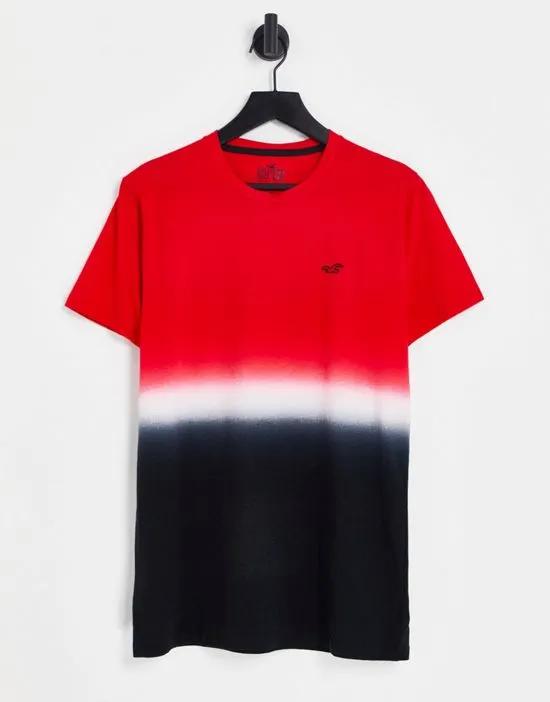 icon logo ombre stripe T-shirt in red/white/black