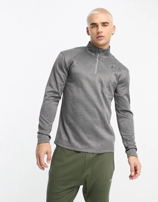 icon muscle fit training sweatshirt with 1/4 zip in gray heather