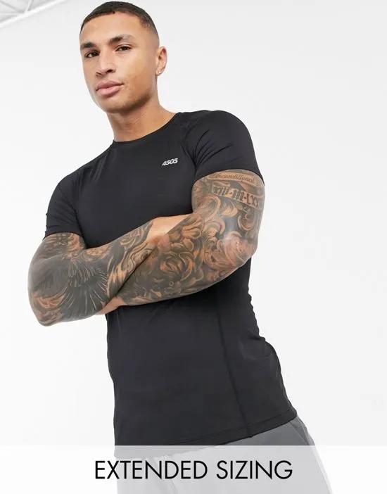 icon muscle fit training t-shirt with quick dry in black