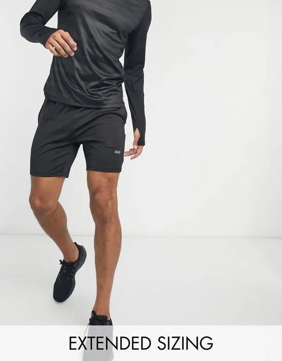 icon skinny workout shorts with quick dry in black