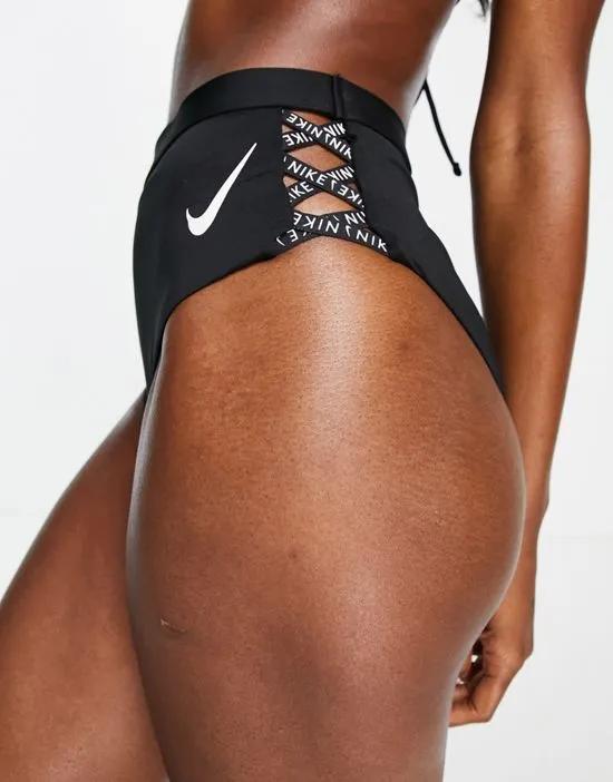 Icon Sneakerkini high waist cheeky bikini bottoms in black
