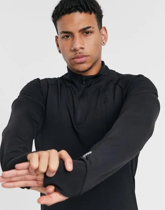 icon training muscle fit sweatshirt with 1/4 zip