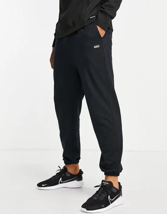 icon training sweatpants with tapered fit in black