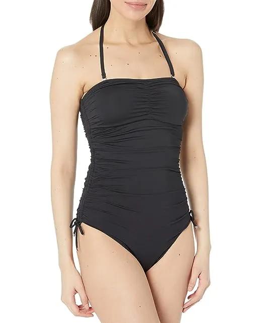 Iconic Solid Shirred Bandeau One-Piece