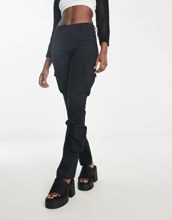 Ila tight fit flare cargo pants in black