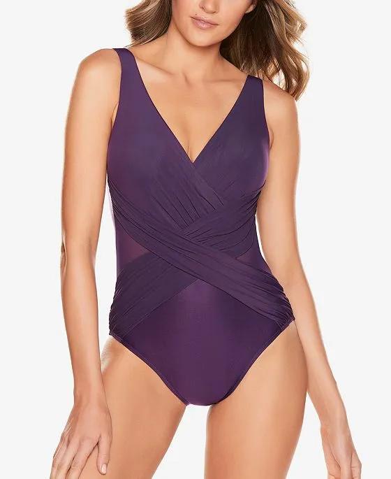 Illusionist Crossover Allover Slimming One-Piece Swimsuit