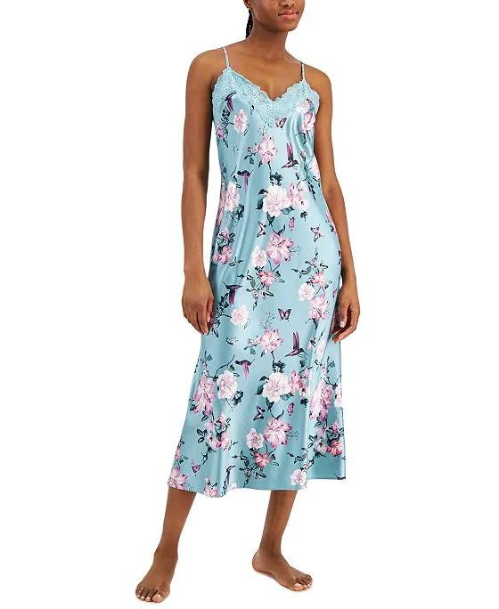 INC International Concepts Women's Floral Lace-Trim Nightgown, Created for Macy's