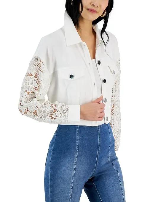 INC International Concepts Women's Lace-Sleeve Jacket, Created for Macy's