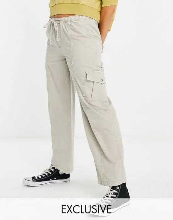inspired 00's low rise nylon cargo pants in stone