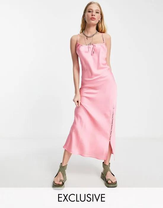 inspired midi cami dress in plain pink
