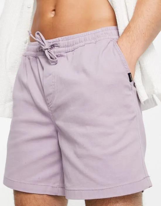 Intelligence drawstring chino shorts in lilac