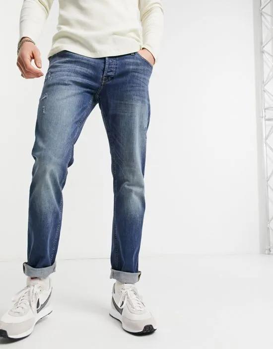 Intelligence Glenn slim jeans with abrasions in dark blue
