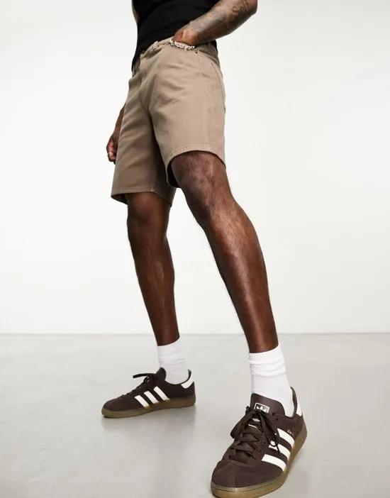 Intelligence relaxed fit twill short in washed brown