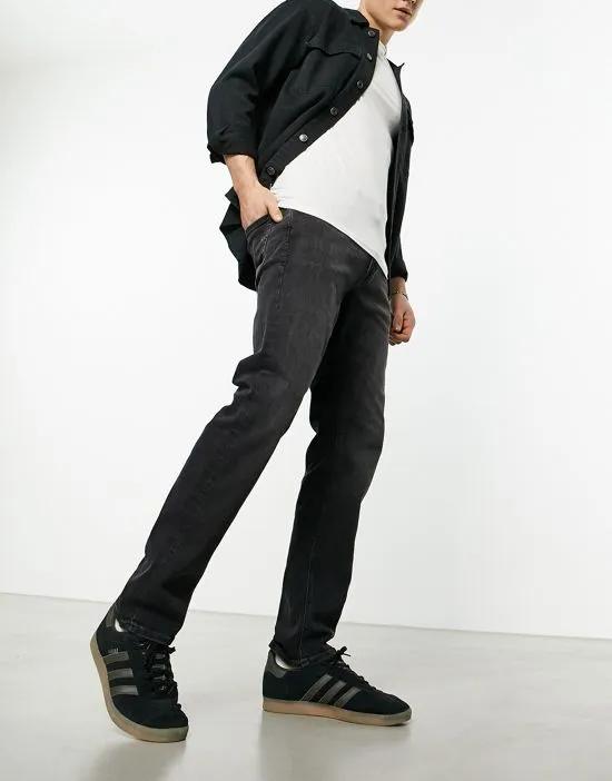Intelligence straight fit super stretch jeans in washed black