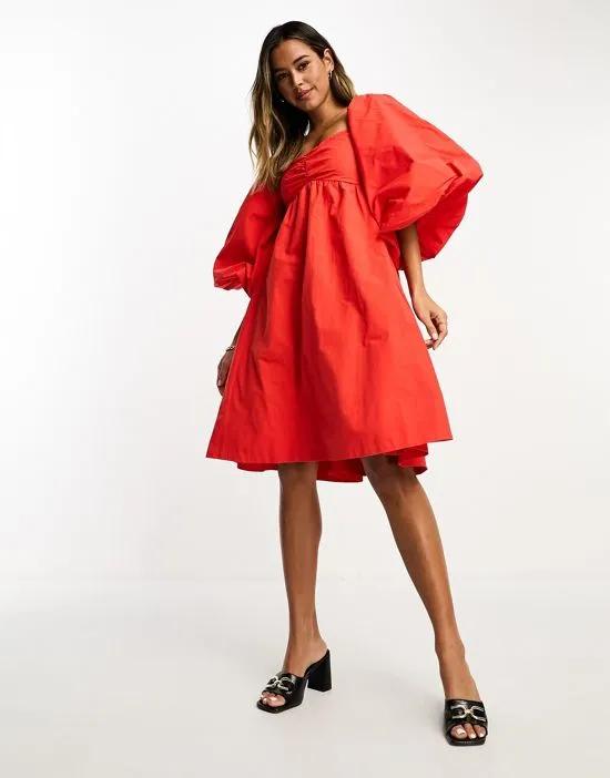 InWear Frasco volume sleeve structured mini dress in red