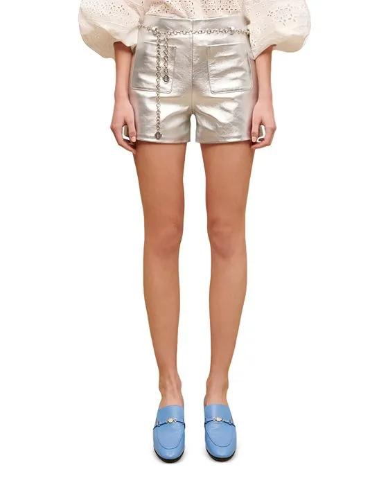 Irosum Metallic Leather Shorts